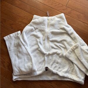 Urban Outfitters White Fleece Half-Zip